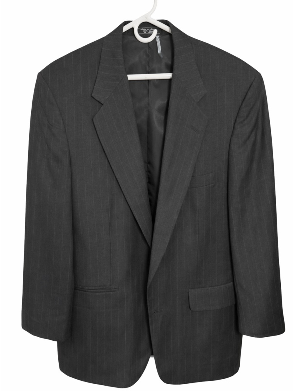 Wool Blazer Mens M Charcoal Pinstripe Suit Jacket